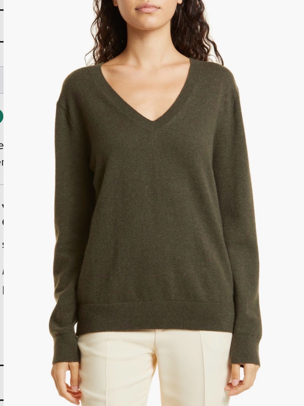 Vince Weekend Cashmere V-neck Sweater Green Pine, Medium